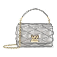 LOUIS VUITTON Leather Shoulder Bag Crossbody Bag Handbag Medium Size Women's Silver