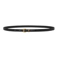 SAINT LAURENT Crocodile Pattern Design Cow Leather Leather Belts Women's Black Width 1cm