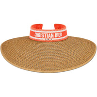 DIOR Cotton, Paper Polyester, Polypropylene, Silk Twill, Straw Sun Protection Hats Women's Brown