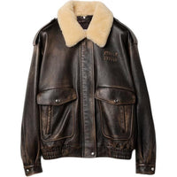 MIU MIU Nappa Leather Bomber Jacket 'Coffee'