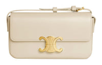 CELINE Triomphe Shiny Cow Leather Shoulder Bag, Handbag, Shoulder Bag Women's White
