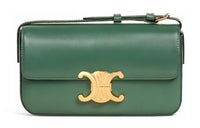 CELINE Triomphe Shiny Cow Leather Shoulder Bag, Handbag, Shoulder Bag Women's Candy Forest Green