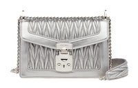 MIU MIU Miu Confidential Leather Envelope Bag Crossbody Bag Shoulder Bag Women's Silver