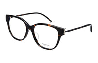 SAINT LAURENT Capsule Plate Frame Oval Eyeglass Frames Women's Tortoiseshell