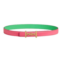 HERMES Calfskin Leather Belts Women's Pink Green Width 2.4CM