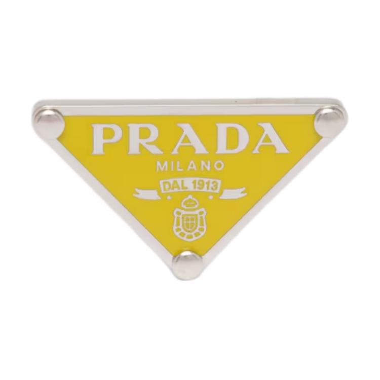 PRADA 925 Sterling Silver Enamel Earrings Women's Yellow