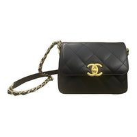 CHANEL Grained Shiny Calfskin Shoulder Bag Crossbody Bag Mini Women's Black