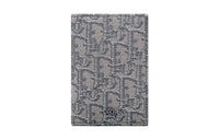 DIOR Oblique Embroidery Fabric Card Holder Men's Metal Gray