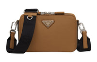 PRADA Brique Leather Shoulder Bag Crossbody Bag Men's Cinnamon Brown
