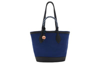 Loro Piana Cotton Blended With Polyester One Shoulder Handbags Small Size Women's Blue & Black