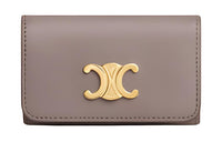 CELINE Triomphe Shiny Calfskin Key Pouch Women's Egg Stone Color