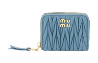 MIU MIU Nappa Leather Wallet Trumpets Women's Blue