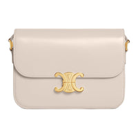 CELINE Triomphe Shiny Calfskin Shoulder Bag Crossbody Bag Women's Light Beige