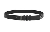 PRADA Calfskin Leather Belts Men's Black Width 3.5cm