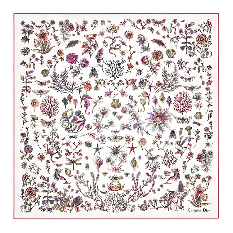 DIOR Mulberry Silk Silk Scarves Women's Pink