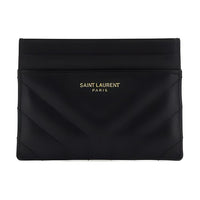 SAINT LAURENT Joan Cow Leather Card Holder Wallet Card Clip Women's Black
