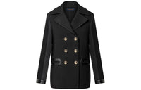 LOUIS VUITTON FW23 Leather Accent Double-Breasted Coat Coats Women's Dark Gray