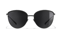 CHANEL Irregular Shape Sunglasses Women's Black