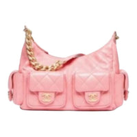 CHANEL Lambskin Handbag Shoulder Bag Women's Pink