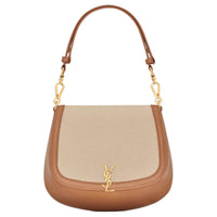 SAINT LAURENT Cotton Shoulder Bag Women's Sand & Umber