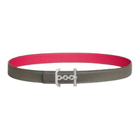 HERMES Calfskin Leather Belts Women's Gray Pink Width 2.4CM