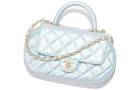 CHANEL Pearl Lambskin Shoulder Bag Crossbody Bag Handbag Small Size Women's Light Blue