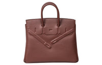 HERMES Birkin Swift Leather Shadow Birkin Bag Handbag 25 Women's 0G Rouge Sellier Saddle Red