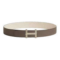 HERMES Calfskin Leather Belts Men's Brown Width: 3.8CM