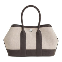 HERMES Canvas With Leather Shoulder Bag Crossbody Bag Handbag Mini Women's Light Beige/Beige/Ebony