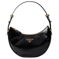 PRADA Patent Leather Handbag Shoulder Bag Unisex Black
