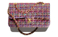 CHANEL Classic Flap CF Wool Twill Velvet Shoulder Bag Crossbody Bag Women's Multicolor