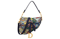 DIOR Saddle Denim Saddle Bag Shoulder Bag Crossbody Bag Handbag Women's Multicolor
