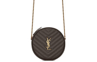 SAINT LAURENT Quilting Leather Round Cake Bag Shoulder Bag Crossbody Bag Regular Women's Pebble Gray