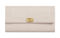 CHANEL LEBOY Embossed Calfskin With Grains Flap Wallet Women's Light Purple