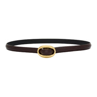 SAINT LAURENT Cow Leather Belts Unisex Deep Chestnut Width 1.5CM
