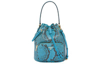 PRADA Python Skin Patch Leather Handbag Shoulder Bag Crossbody Bag Women's Voyage Blue