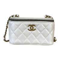 CHANEL Cow Leather Box Bag Shoulder Bag Crossbody Bag Women's White