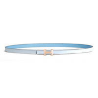 HERMES Calfskin Palladium-Plated Leather Belts Women's Blue/Light Blue Width 1.3CM