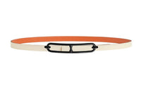 HERMES Roulis Buckle Black Smooth Buckle Calfskin Double-Sided Leather Belts Women's White Width 13mm
