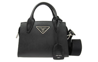 PRADA Cow Leather Handbag Shoulder Bag Crossbody Bag Women's Black