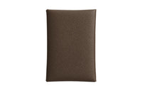 HERMES Calvi Epsom Calfskin Card Holder Mini Women's 4C Ecorce Bark Color