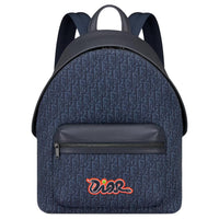 DIOR KAWS Collaboration Rider 2.0 Fabric Backpack Women's Navy