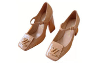 LOUIS VUITTON Shake Chunky Heel High Heels Women's Brown