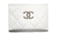 CHANEL Lambskin Wallets Card Holders Women's White