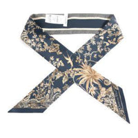 DIOR Silk Silk Scarves Women's Blue/Gold