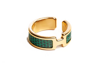 HERMES Metal Clip-On Earrings Women's Green