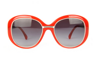 CHANEL Irregular Shape Sunglasses Women's Red