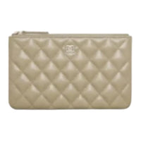 CHANEL Calfskin Clutch Small Size Women's Khaki