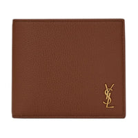 SAINT LAURENT East/West Grained Leather Wallet Small Size Men's Brown