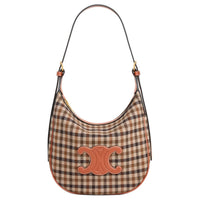 CELINE Cuir Triomphe Plaid Nee Crossbody Bag, Shoulder Bag Small Size Women's Brown & Multicolor